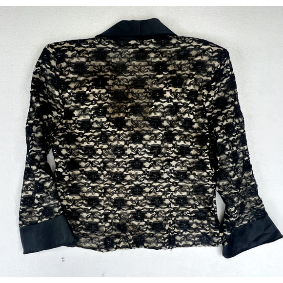 JR Nites By Caliendo Black Lace Blazer Formal Jacket Size 10 Wedding Prom Party - Picture 6 of 12